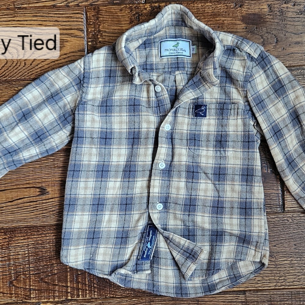 Kids Plaid Shirt - Blue and Tan